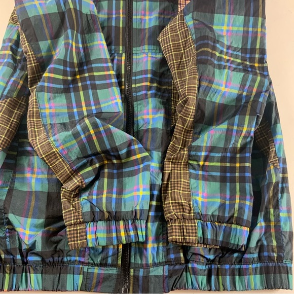 Urban outfitters Mix Plaid Blocked Track multicolor color-patch Bomber jacket S - Picture 8 of 11